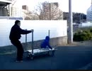 のまさんち「ママチャリGP　秘密兵器ヾ(ﾟ∀ﾟ)　単管パイプ台車で、荷物一網打尽」