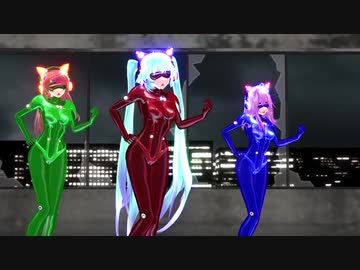 【MMD】妄想税【初音ミク闇音レンリ桃音モモ】