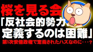 【桜を見る会】「反社会的勢力、定義するのは困難」と閣議決定 - 第1次安倍政権時に定義されたハズなのに・・・？