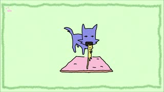 【動く4コマまんが】『黄色い猫と青い犬』　⑦　はなれたくない　オリジナル音楽とラクガキ