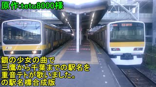 鎖の少女の曲で三鷹から千葉までの駅名を重音テトが歌いました。の駅名標合成版