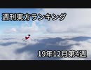 週刊東方ランキング　19年12月第4週
