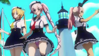【MMD】セーラーコスな由良・島風・阿武隈で「スキスキ絶頂症 」（艦これ）【2K】