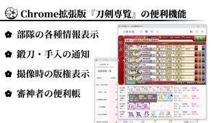 【刀剣乱舞】Chrome拡張機能版刀剣乱舞専用ブラウザ「刀剣専覧」の便利機能紹介