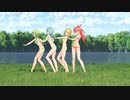 【MMD】 つみ式ミク、リン、CUL、GUMIで ポーカーフェイス フル透けーる
