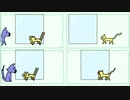 【動く4コマまんが】『黄色い猫と青い犬』　⑪　かがみ　オリジナル音楽とラクガキ