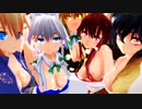 【東方MMD】［ガチ百合の女王］夏服の霊夢、咲夜、アリス、文、魔理沙1080p60fps
