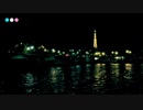パリ、セーヌ川の船上からの夜景（エッフェル塔）。