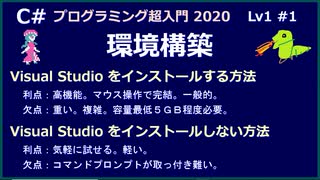 C#プログラミング超入門 2020 Lv1 #1 環境構築