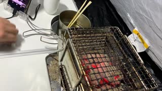 真夜中のコロナキャンプ！大きい肉を焼いてみた！②Midnight corona camp! I baked big meat!②