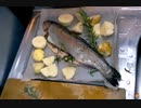 のまさんち「シマいリスの朝ごはん ニジマスのハーブ詰め焼きw」
