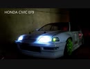 シビック(ラジコン)にライトをつけたHONDA CIVIC EF9 JDM Osaka Kanjou Pandora RC body LED light