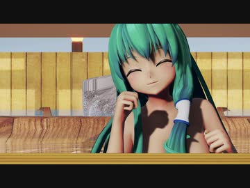 久しぶりの露天風呂にはしゃいでしまう早苗の前を通過する圧倒的神奈子