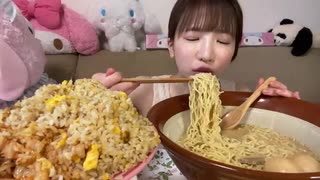 【大食い】日高屋メガ盛り炭水化物【もえあず】