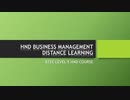 HND Business Management Distance Learning