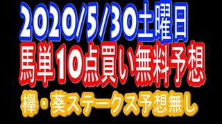 【超馬券術】欅・葵ステークス予想無し馬単10点無料競馬予想2020/5/30土曜日