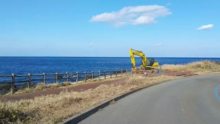 【車載】冬のサンセットパームラインを野田浜までドライブ2019【伊豆大島】