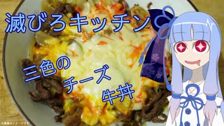 【滅びろキッチン】 三色のチーズ牛丼