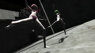 【GUMIカバー+MMD】水着のGUMIさんとテトさんにHYBRIDを踊ってもらった