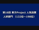 【第12回東方ニコ童祭】第16回東方Project人気投票 人妖部門（132位～198位）