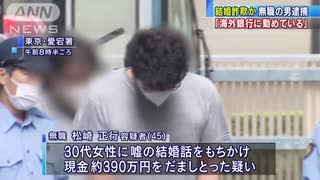 「海外の銀行に勤めている」結婚話で390万円詐取か(20/07/23)