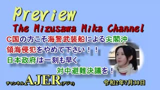 「 C国の方こそ海警武装船による尖閣沖領海侵犯をやめて下さい！！ 日本政府は一刻も早く対中非難声明を！」水沢美架　AJER2020.7.30(5)