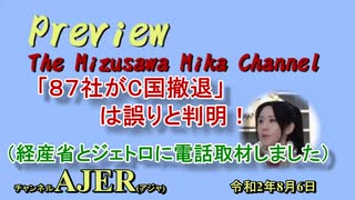 「Preview　The MizusawaMika　Channel 「87社がC国撤退」は誤りと判明！（経産省とジェトロに電話取材しました）」水沢美架　AJER2020.8.6(5)