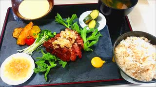 【料理】極厚牛タン炭火焼きの麦とろ定食　#111