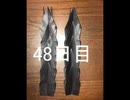黒折り紙で千羽鶴を作っていく　48日目