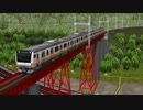 MMD鉄道で青梅線軍畑鉄橋のE233系