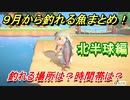 あつまれどうぶつの森　９月から釣れる魚まとめ！釣れる場所と時間帯も紹介！北半球編！　【あつ森】