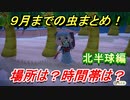 あつまれどうぶつの森　９月で捕れなくなる虫まとめ！（北半球編）捕れる場所と時間帯も紹介！　【あつ森】