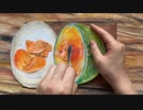 【ｺﾏ撮り】赤肉メロンを描いて食べる