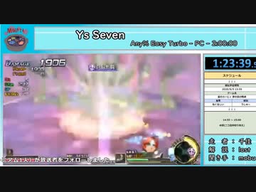 【闇鍋RTAリレー】Ys seven　Any%Easy (Turbo)　RTA【タイムシフト動画】