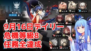 【アークナイツ 危機契約#0】9月16日デイリー 無人廃ビル 危機等級8+任務全達成【VOICEROID実況 琴葉葵】