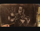 【私がアイアンマンだ】光の反射を利用して、毛布にアイアンマン/トニー・スターク描いてみた【ブランケットアート】