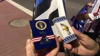 軍医療センター前でトランプ応援を続けるサポーターにチョコを差し入れ