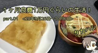 【タカハシ】1ヶ月食費1万円ぐらいの生活【食事記録動画】part.01