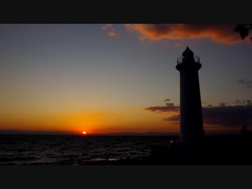 灯台と夕日