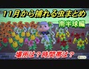 あつまれどうぶつの森　１１月から捕れる虫まとめ！捕れる場所と時間帯も紹介！南半球編！　【あつ森】
