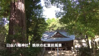 晩秋の「臼山八幡神社」（１）　紅葉はじめの石鳥居　周辺風景切り取り　高画質版