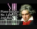 【ベートーヴェン】ピアノソナタ第1番 第2楽章 - Piano Sonata No.1 2nd Mov. - Op.2-1【Synthesia/Beethoven】