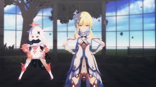 【MMD】原神　蛍と非常食(パイモン)でBooo!