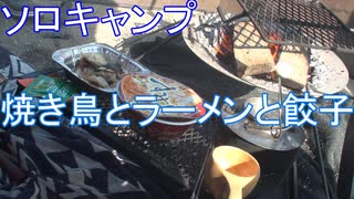 ソロキャンプ　焼き鳥とラーメンと餃子