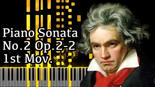【ベートーヴェン】ピアノソナタ第2番 第1楽章 - Piano Sonata No.2 1st Mov. - Op.2-2【Synthesia/Beethoven】