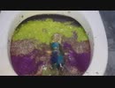 グリッターとアナと雪の女王のエルサをトイレに流してみた