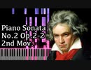 【ベートーヴェン】ピアノソナタ第2番 第2楽章 - Piano Sonata No.2 2nd Mov. - Op.2-2【Synthesia/Beethoven】