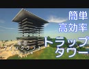 毎日マインクラフト 解説付きダイジェスト版 004 かんたん高効率なトラップタワー