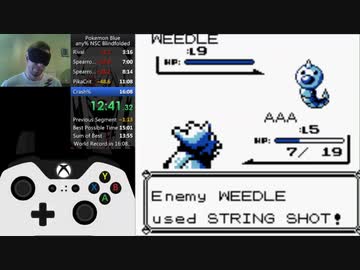 目隠しRTA ポケモン 青 - any% NSC in 16:01 Blindfolded Speedrun