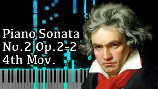 【ベートーヴェン】ピアノソナタ第2番 第4楽章 - Piano Sonata No.2 4th Mov. - Op.2-2【Synthesia/Beethoven】